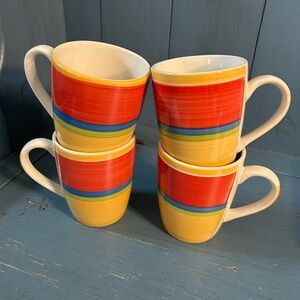 Royal Norfolk “Mambo” Multicolored Striped Mugs - Set of 4